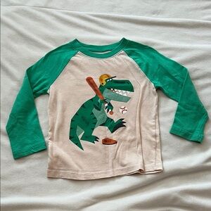 Green Dinosaur Baseball Kids Shirt